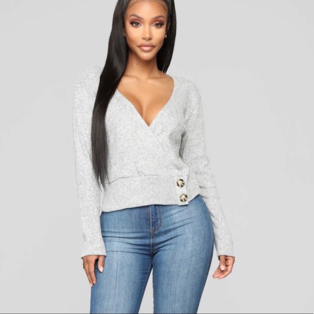 Fashion Nova low cut sweater top